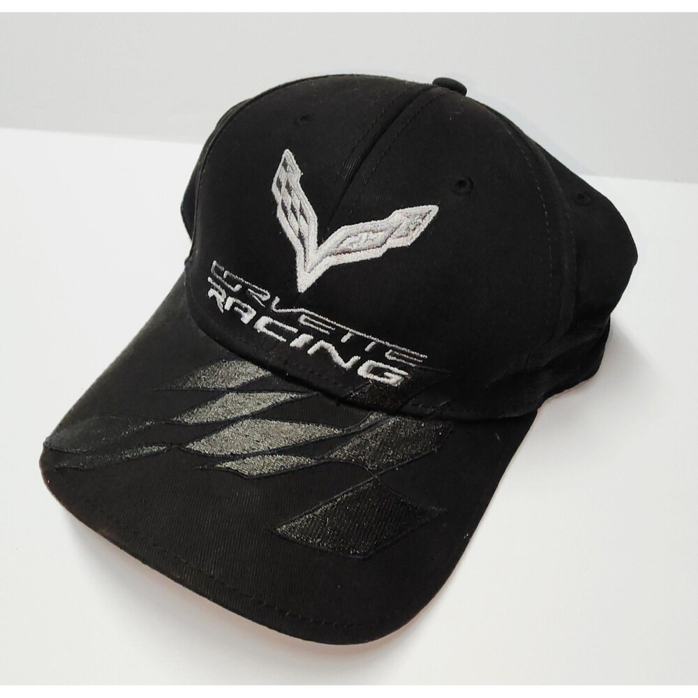 Chevy Corvette Car Racing Checkered Flag Adjustable Logo Strapback Hat Cap EUC
